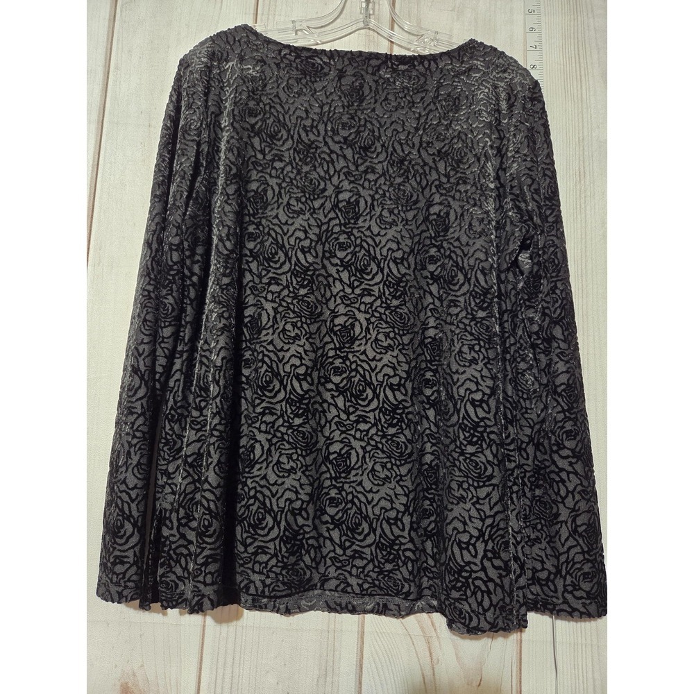 Casual Corner Annex Shirt Womens Large Sheer Velvet Burnout Long Sleeve Floral